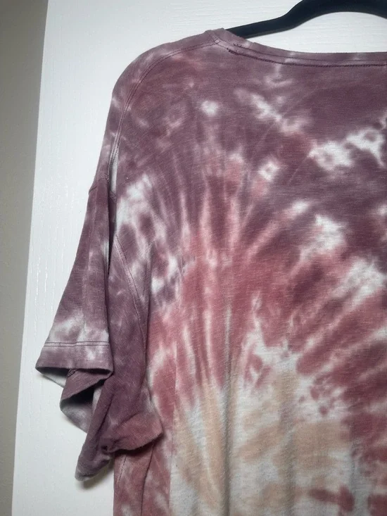 American Eagle Mauve Tie-Dye Short Sleeve Boho Hippie Hi Low Tee Size Large - Picture 4 of 12